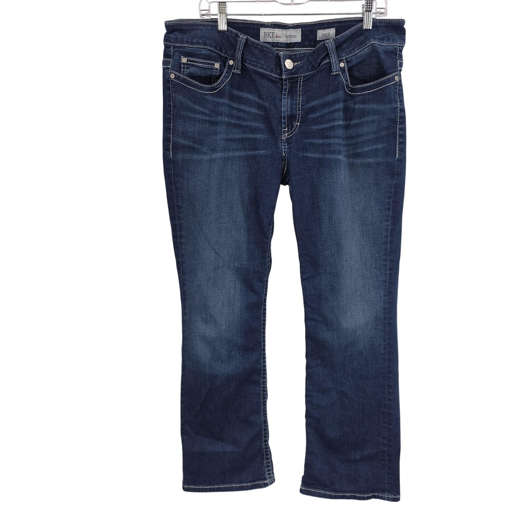 BKE Payton Jeans Women 36R Blue Medium Wash Relaxed Bootcut Flare Boho Normcore